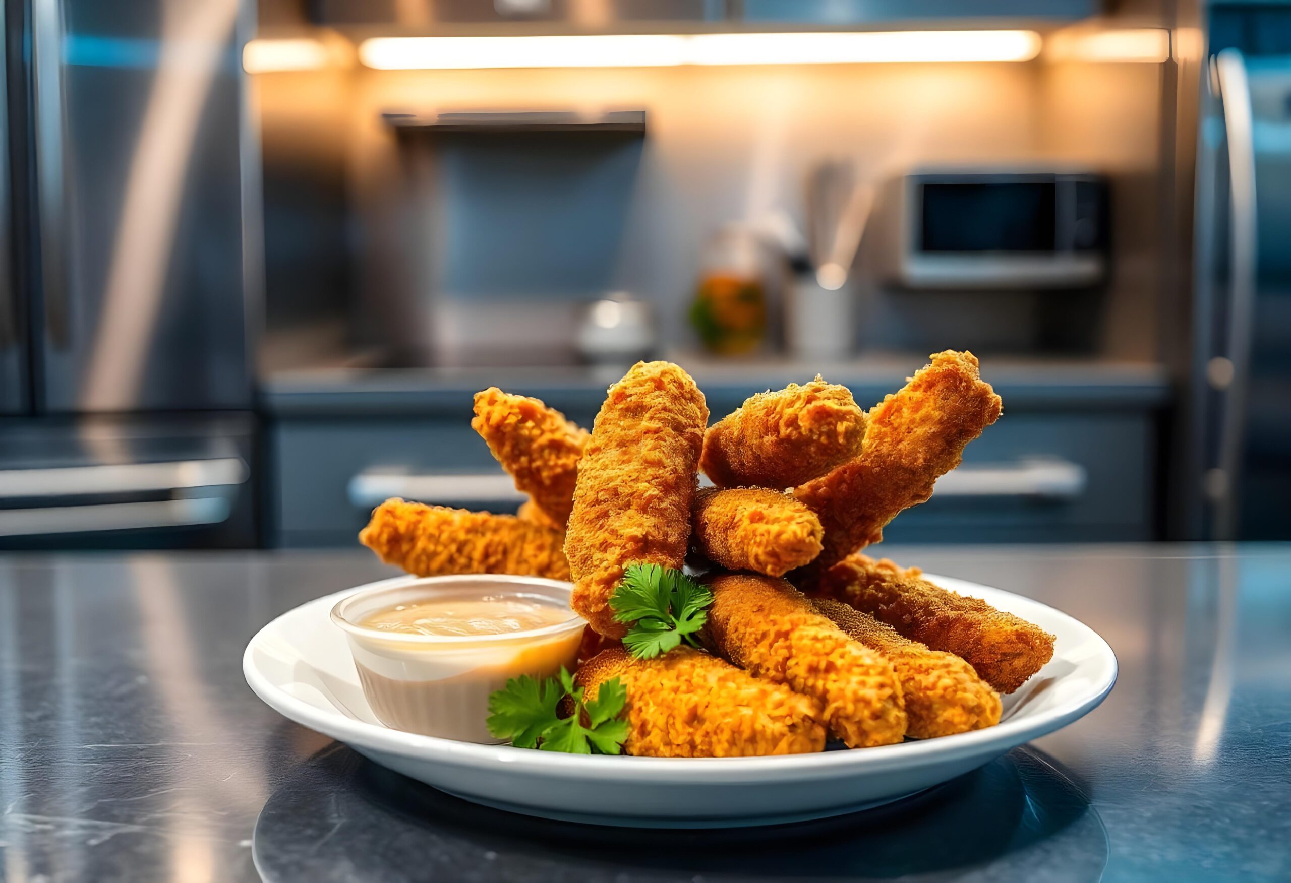 Kanan fileesuikale airfryer kypsennettynä lautasella.